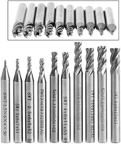 10pcs/set 1.5-6mm HSS Straight Shank 4 Flute End Mill Cutter CNC Drill Bit Tool
