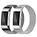iGK For Fitbit Charge 2 Bands, Charge 2 Milanese Loop Stainless Steel Metal Bracelet with Unique Magnet Clasp Replacement Bands for Fitbit Charge 2 Black Silver Small