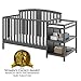 Storkcraft Greyson 4-in-1 Convertible Crib and Changer Gray, Fixed Side Crib, Solid Pine and Wood Product Construction, Converts to Toddler Bed Day Bed or Full Bed (Mattress Not Included)