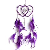 BUYITNOW Dual Love Heart Wind Bell Feather Bead Dreamcatcher Net Valentine's Day Gifts