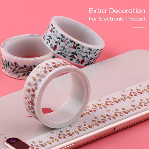 Floral Washi Tape, Colored Flowers Washi Tape Masking Tape Decorative Paper Tape for Bullet Journal, Scrapbook, DIY Crafts, Planners, Gift Wrapping (Colored Flowers)