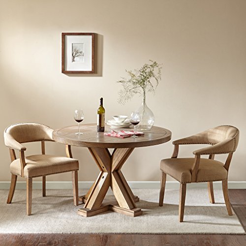 Madison Park Xavier Dining Round Solid Wood, Pedestal Base MidCentury Modern Style Dinner