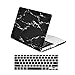 TOP CASE - 2 in 1 Signature Bundle Black Marble Pattern Hard Case + Black Keyboard Cover Compatible MacBook Pro 13.3