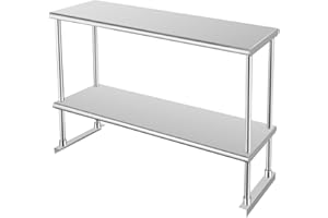 HARDURA RESTAURANT EQUIPMENT HARDURA Stainless Steel Overshelf 12X36 Inches, NSF Commercial Double Shelf for Prep Work Table in Restaurant, Home and Kitchen