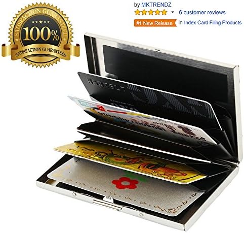 MKTRENDZ RFID Blocking Credit Card and Business Card Holder for Men & Women – Stylish Shiny Stainless Steel Travel Wallet with Case.