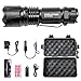 EVOLUTION OUTDOORS Military Tactical LED Flashlight - Bright 800 Lumens LED Torch Flashlight with 18650 Rechargeable Battery and Charger and AAA Battery Holder for Work, Car, Flashlights - 5 Modes