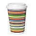 Ilyapa 50 Pack - 12 oz Disposable Coffee Cups with Lids - To Go Hot Coffee Cup, Insulated & Recyclable Striped Multicolor Ripple Paper Travel Cups
