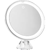 Snowflakes 10x Magnifying Lighted Makeup Mirror with Lights, Suction Cups, and 360&deg; Swivel &ndash; Touch Control, 3 Light Modes &ndash; Ideal for Home, Bathroom Vanity, and Travel