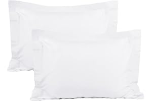 BEDSUM 100% Brushed Microfiber Standard Pillow Shams Set of 2, Super Soft and Cozy, Wrinkle, Fade, Stain Resistant 20x26 Oxford Pillowcases, 20x26 Inches, White