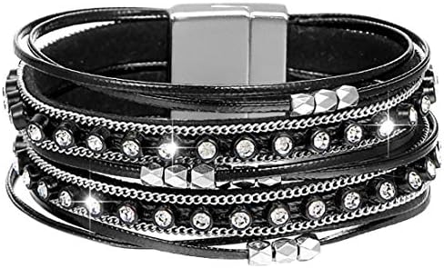 GleamartInspirational Multi-Layer Leather Bracelet Beads Wrap Cuff Bangle Graduation Gift for Women