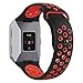 UMTELE For Fitbit Ionic Band, Two-toned Perforated Replacement Strap Breathable Accessory Wristband with Quick Lock&Release Buckle for Fitbit Ionic Smart Watch, Large, Black/Red