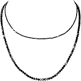 Black Tourmaline Choker Necklace for Women Layered Adjustable Goth Gothic Beaded Crystal Necklaces