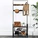 Ogrmar Vintage Coat Rack Shoe Bench, Hall Tree Entryway Storage Shelf, Wood Look Accent Furniture Metal Frame, 3 in 1 Design