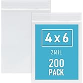 4 x 6 Inch 200Pcs Small Plastic Bags, 2 Mil Small Zip Bag, Transparent Jewelry Bags Reclosable, Clear Mini Baggies, Resealable Lock Poly Bag for Pill, Beads, Screws, Packaging