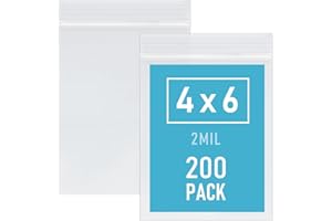 WOW DING 4 x 6 Inch 200Pcs Small Plastic Bags, 2 Mil Small Zip Bag, Transparent Jewelry Bags Reclosable, Clear Mini Baggies, Resealable Lock Poly Bag for Pill, Beads, Screws, Packaging