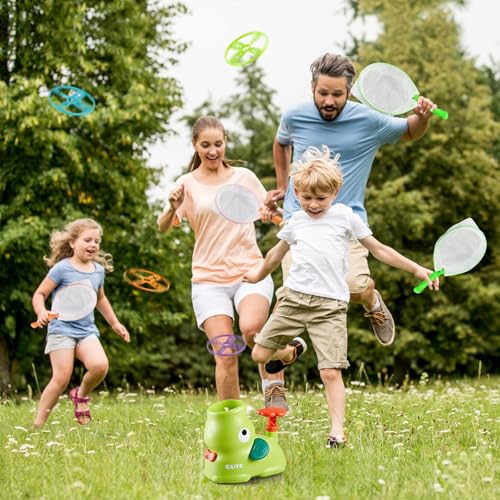 LBOYLOVE® Flying Disc Launcher, Outdoor Flying Disc Launcher Game with 8 Dics for Kids 3-12, Outdoor Garden Game for 3-12 Years Old Boys and Girls
