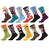 PinkBTFY 12 Pairs Men's Colorful Argyle Combed
