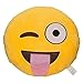 EvZ Emoji Tongue Face Emoticon Cushion Stuffed Plush Soft Pillow, Official Certified, 32cm Yellow