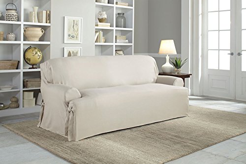 Serta | Relaxed Fit Durable Woven Linen Canvas Furniture Slipcover (T-Sofa, Natural) - Thumbnail 2