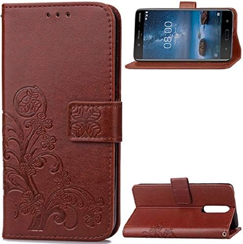 Nokia8 Stand Case, Portable Foldable Grass Flip Useful Devise Cards Slots Cover, LICHE Scratch Protect Slim Thin Wallet Phone Light Case for Nokia 8 Brown