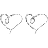 Reffeer Solid 925 Sterling Silver Sweet Love Heart Hoop Earrings for Women Teens Love Heart Open Hoop Earrings