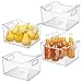 mDesign Plastic Deep Organizer Bin with Handles for Kitchen, Cabinet, Pantry Shelf, Refrigerator, Freezer - Storage Container Organizing Bins for Fruits and Vegetables, Ligne Collection, 4 Pack, Clear