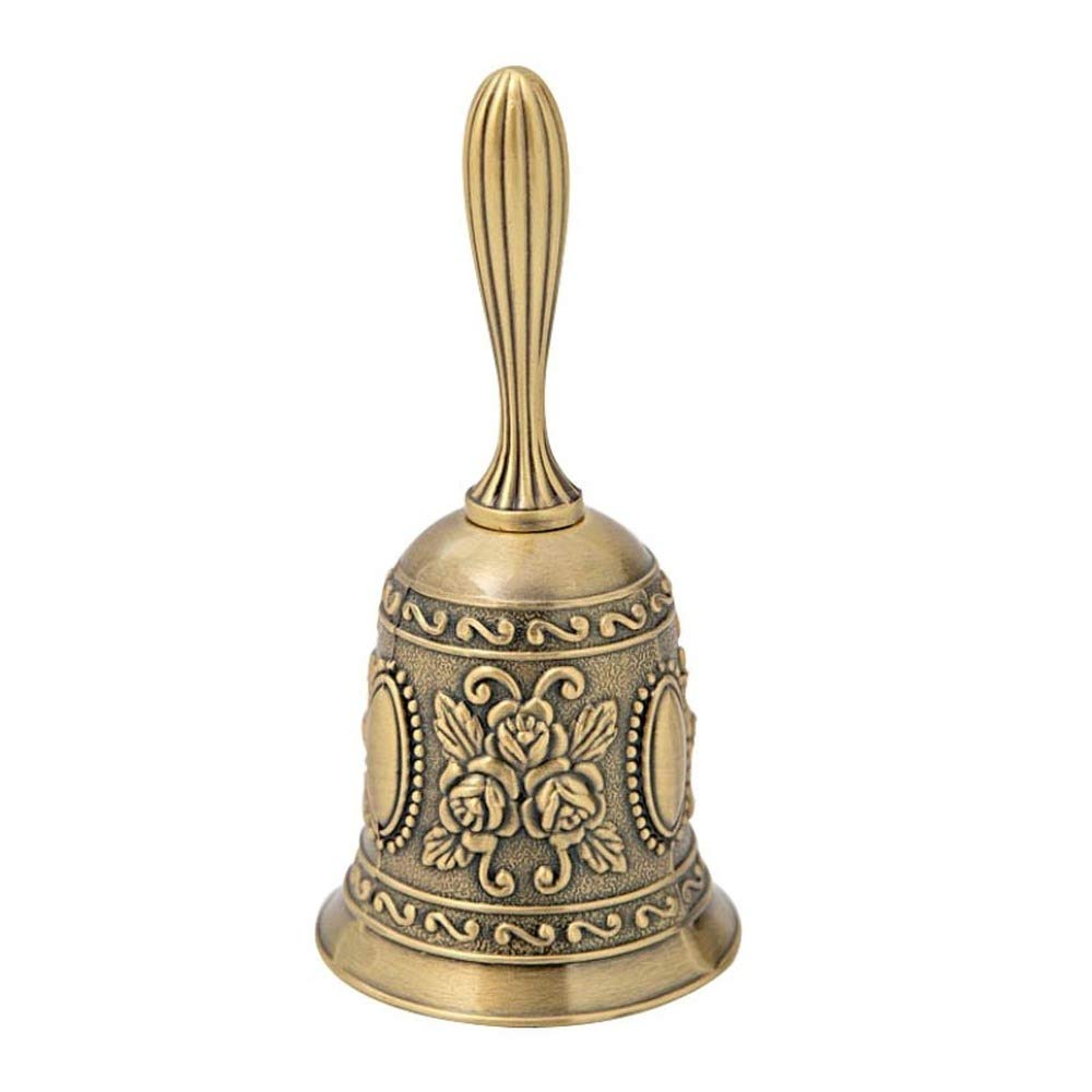 Hand Bell Metal Tone Ring Alarm Hand Hold Service Call Bell Desktop Bell Tea Dinner Bell Game Bell Christmas Bell (gold)