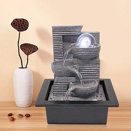 WICHEMI Tabletop Water Fountains with Rolling Ball, Feng Shui Zen