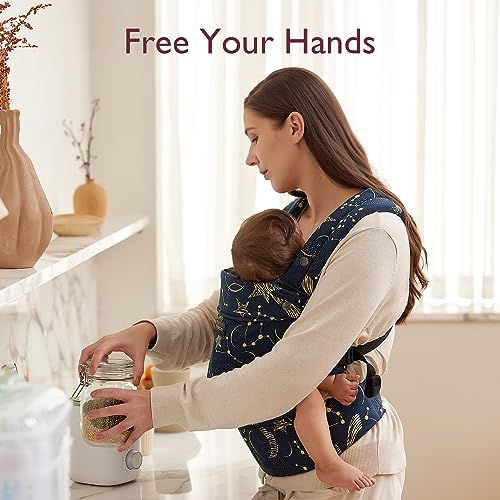 Momcozy Baby Carrier Newborn to Toddler - Ergonomic, Cozy and Lightweight Infant Carrier for 7-44lbs, Effortless to Put On, Ideal for Hands-Free Parenting, Enhanced Lumbar Support, Starry Sky