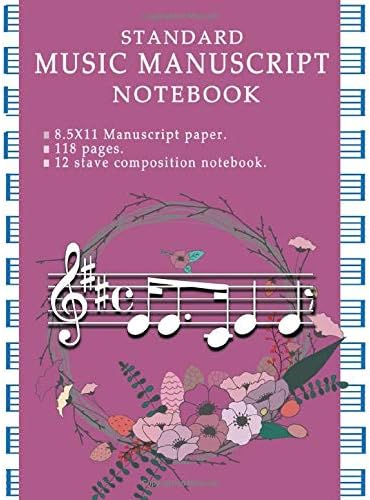 Standard Music Manuscript Book: Composition Notebook Music Staff Manuscript Paper For Guitar and Piano Best Gift For Men Women Kids Music Lovers