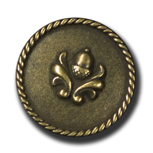 Button Paradise Sewing Buttons - Set of 5 Beautiful Metal Buttons, Oak / Acorn Theme, Perfect for Hunters Clothing - Colour: Antique Brass. / Ø approx. 0.9" (=23mm)