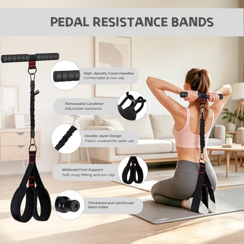 Set of Resistance Bands, Elastic Bands for Pedal and Handles, Ankle Pulleys Gym, Elastic Bands for Figure 8, Fitness Elastic Band for Abs at Home