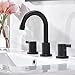 Phiestina Three-Hole Low-Arch Two-Handle Widespread Bathroom Faucets with Valve And Metal Pop-Up Drain Assembly,Matte Black,WF15-1-MB