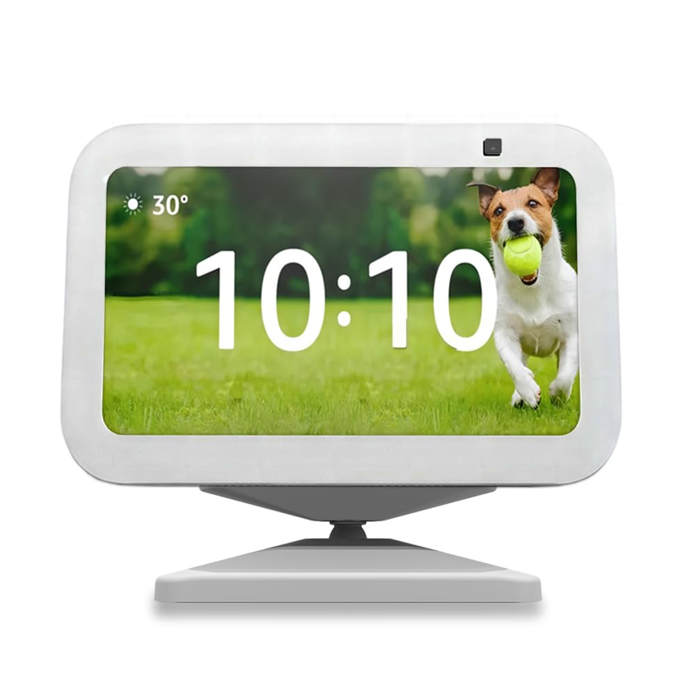 IRONA Adjustable Stand for Echo Show 5 (3rd Gen), Magnetic Mount Accessories Compatible with All-new Echo Show 5 Smart Display, 360 Degree Rotation Tilt and Anti-Slip Base (IRN-WHT2)