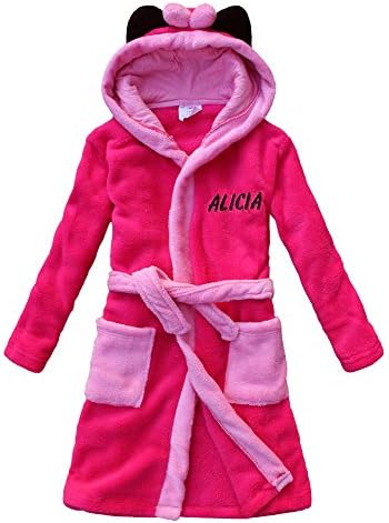 [Custom embroidered name] girl bathrobe plum red coral velvet children's robes