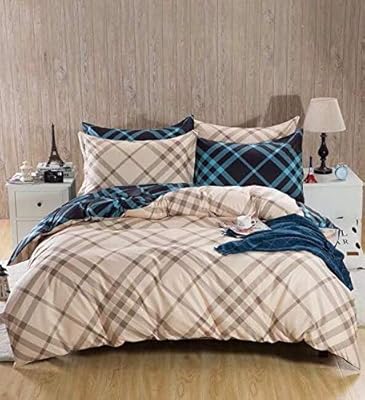 Royal King Size Cotton Check Pattern Multi Color Duvet Cover