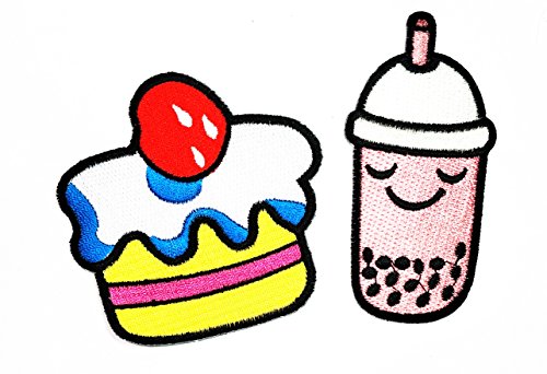 Nipitshop Patches Set of 2 Cute glass ice-cream with Cupcake Cartoon Patch for Clothes Backpacks T-shirt Jeans Skirt vests scarf Hat Bag Iron On Appliques Embroidered