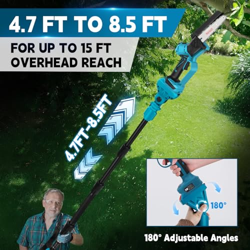 Battery Pruner 6 Inch Mini Branch Chainsaw Professional Pruning Saw for Makita 18 V (without Batteries), 4-in-1 Pruning Shears Telescopic Electric Telescopic Saw Pruning Saw Pruning Saw Garden Shears Battery Saw Working Height up to 4.5 m