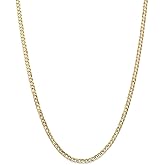 FB Jewels Solid 14K Yellow Gold 3.8mm Concave Curb Chain Bracelet/Anklet
