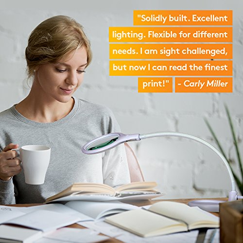 Brightech - LightView Flex 2 in 1 Version - SuperBright LED Magnifier Lamp with Clamp - Daylight Bright LED's - Energy-Saver with 1.75X Magnification (White)