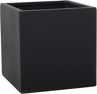 Vivanno Pflanzkübel Blumenkübel Übertopf Fiberglas Anthrazit Block 60x60x60
