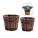Vtete 2 Pcs Rustic Succulent Small Planter Box Wood Barrels Flower Pot Plant Container Box for 2 Different Sizes