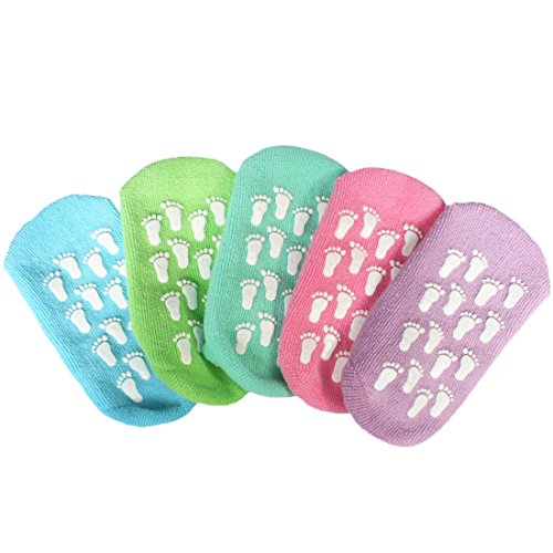 Kids NonSkid Cotton Gripper Socks Value Pack [Set of 5 Pairs], 58