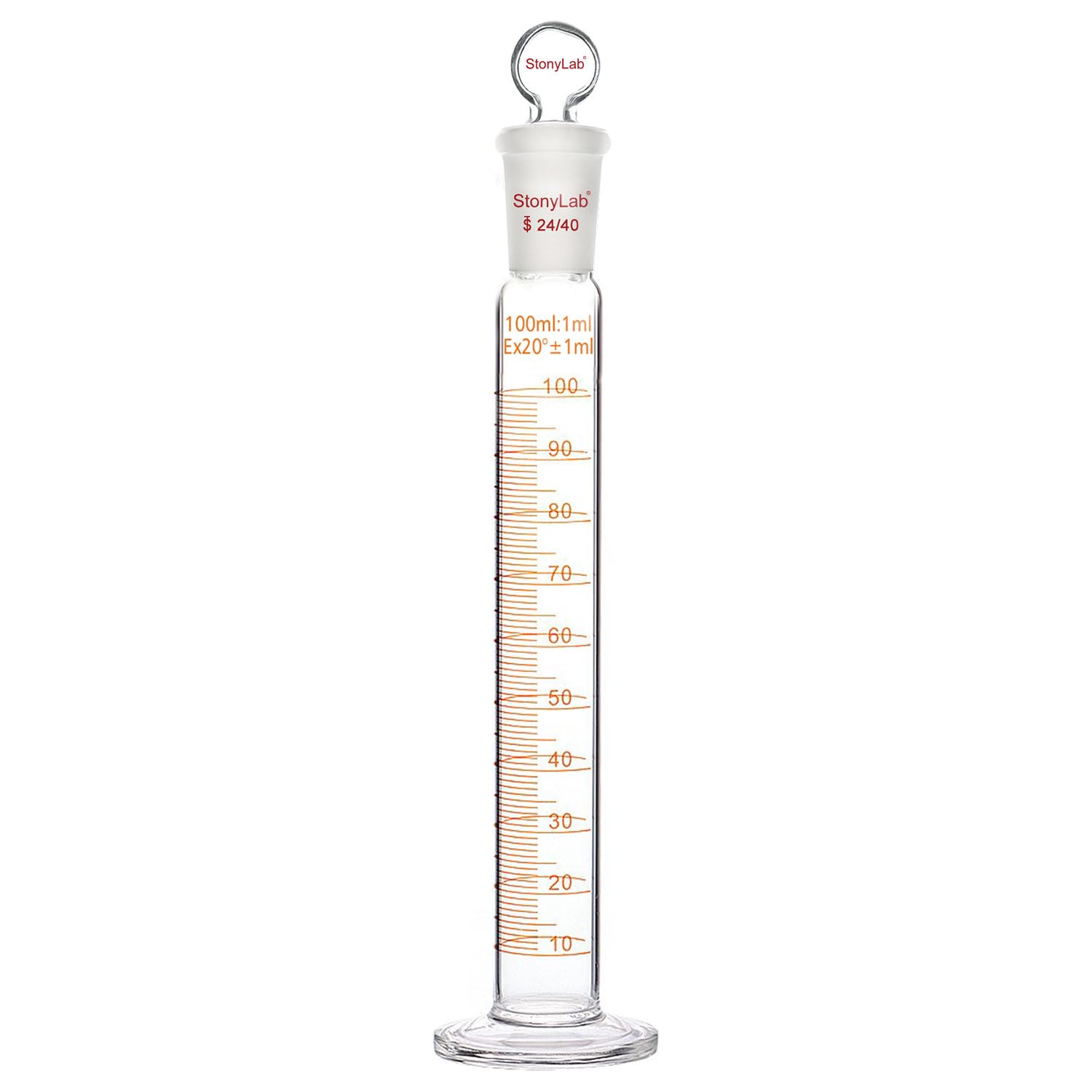 stonylab Measuring Cylinder with Stopper, 100 ml