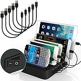 IMLEZON 5 Ports Charging Station Black USB Charging Station With 5 Short Cables