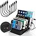 IMLEZON 5 Ports Charging Station for Apple Products and Android Devices Black USB Charging Station with 5 Short Cables