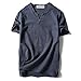 LOCALMODE Men Linen and Cotton V Neck Short Sleeve T Shirts Casual Tee Medium Gray Blue