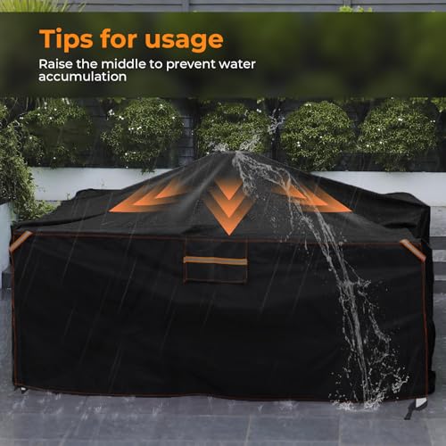 GARPROVM Waterproof Outdoor Furniture Cover, Cover for Outdoor Garden Furniture, 420D Oxford Fabric with Ventilation, Protective Tarpaulin for Table Sofa Outdoor Furniture Sets (250 x 210 x 90 cm)