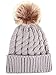 Simplicity Womens Beanie for Winter Unisex Winter Hand Knit Faux Fur Pompoms Beanie 2 Pieces Black/Grey