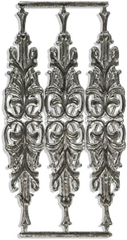 Kunze 3-Piece Dresden Embellishments, 1 by 5 3/8-Inch, Silver